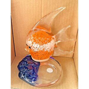 Blown Glass Tropical Orange Fish Partylite Riviera Tealight Beach Nautical Stand